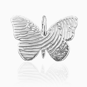 Zilveren vlinder hanger met vingerafdruk