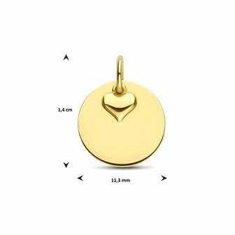 Minimalistische gouden hanger rond met vingerafdruk en extra hartje