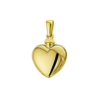 14K Gouden ashanger hart met schroefdop 17x17 mm