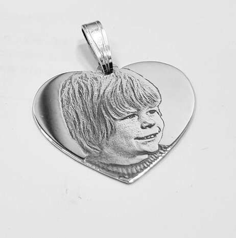 Zilveren ketting hanger met foto Hart Large