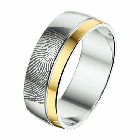 Ring zilver met goud en vingerafdruk