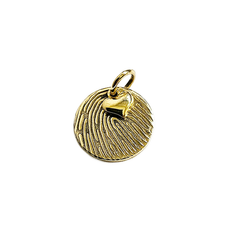 Minimalistische gouden hanger met vingerafdruk en hartje